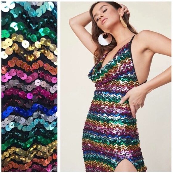 LPA Sequins Dress 658 Rainbow Size XXS - Picture 2 of 10